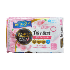 elleair 艾黎艾爾 超潔亮 廁所專用清潔抗菌濕巾補充包 幸福玫瑰, 20張, 1袋