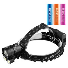 뉴엔 J98W XHP160 충전식 LED 헤드랜턴 + 1200mAh 건전지 2p 세트, 1세트, 블랙