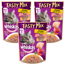 위스카스 어덜트 고양이 테이스티 믹스 습식사료, 닭+참치, 70g, 3개