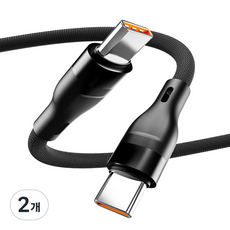 illion Type-C to Type-C PD充電 60W 一般編織線, 黑色, 2個, 2m