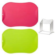 doble 不留刀痕砧板 亮粉色 + 淺綠色, 1套, 砧板 x 2 + 支架 x 1