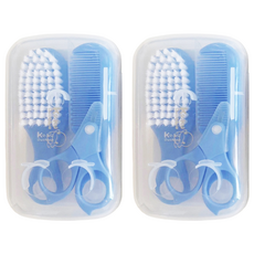 KU.KU Duckbill 酷咕鴨 嬰兒髮梳剪刀組 符合人體工學設計 安全圓角設計, 藍色, 2組