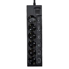 One Stop 獨立開關省電電源16A多抽頭6口, 1個, 全黑, 3m