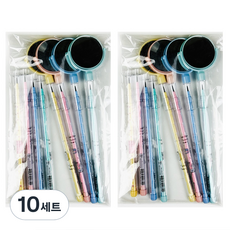 ibis 鏡面卡式鉛筆 主體4款 + 筆芯4款 HB套組, 黃色, 粉紅色, 薄荷綠, 藍色, 10套