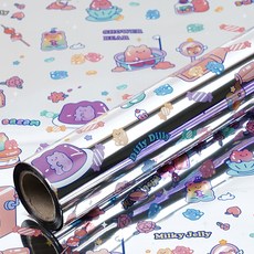 포포팬시 곰 젤리 비닐 증착 롤 포장지 53cm x 17m, 실버, 2개