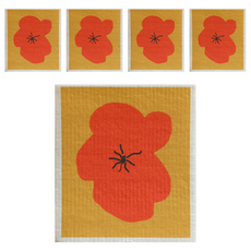 好物良品 德國環保木漿棉廚房吸水不沾油清潔洗碗抹布 桃花, 5條