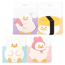 포포팬시 1000 뚱오리 모양 편선지 4종 x 2p 세트, 옐로우 + 블루 + 퍼플 + 핑크, 1개