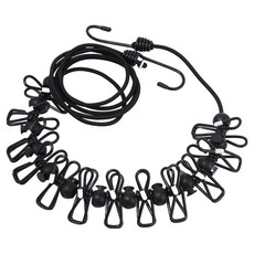 minono 米諾諾 可定位12夾彈性曬衣繩 5.5 x 2 x 3cm, 黑色, 1組