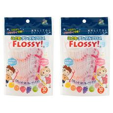 FLOSSY 木醣醇兒童安全牙線棒, 7.8cm, 30支, 2包