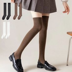 Edelin 棉質修身長版及膝襪組, 黑色 + 棕色 + 白色, 3個