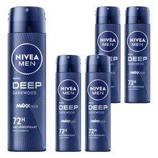 NIVEA 妮維雅 男士止汗爽身噴霧 深極炭系列 清新魅力, 150ml, 5瓶