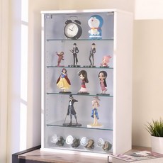 BuyJM 低甲醛附LED燈玻璃展示櫃 寬47.5x深30x高83cm 白色 強化玻璃立式 展示櫃/書櫃/收納櫃/公仔櫃