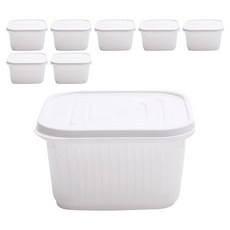 DailyPick 方形蔬果瀝水保鮮盒組 白色, 保鮮盒 4入, 2組