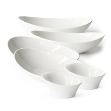 PRELUDE 義大利麵陶瓷餐碗 4入+醬料碟 2入, 白色的, 1套