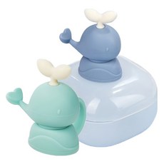 퍼기 유아 이유식 파우치토퍼 고래캡 2종, 1세트, 고래캡 블루 + 민트 + 케이스