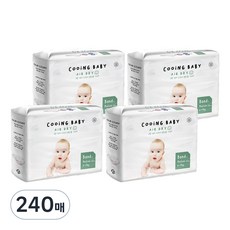 韓國 COOiNG Cooling Baby空氣乾爽全包覆黏貼型尿布 兒童用, 中型( M), 240張