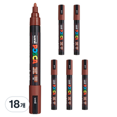 유니 포스카 굵은 글씨용 PC-5M 카카오 브라운, 18개, 1색