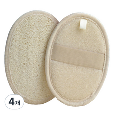 RIVER-GREEN 絲瓜簡易手持去角質刷 中, 白色 + 米色, 4個, 1入