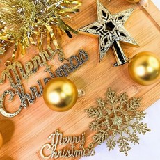 摩達客 聖誕裝飾配件包組 雙雪金系 21件配件, 1組, 2尺