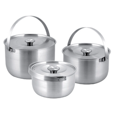 Hi CHEF 掌廚 電磁爐可用 316不鏽鋼 手提調理鍋 Set, 適用各種爐具 堅固0.7mm鋼板 無塗層 可堆疊設計, 1組, 銀色