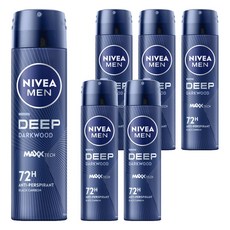 NIVEA 妮維雅 男士止汗爽身噴霧 深極炭系列 清新魅力, 150ml, 6瓶