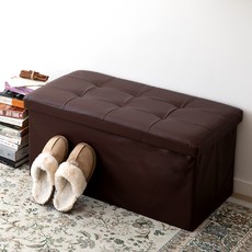 長方形收納椅凳, 棕色