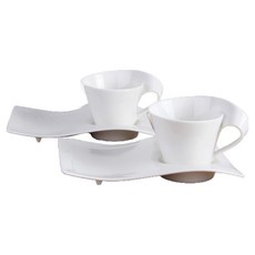 Villeroy&Boch New Wave卡布奇諾杯2入 + 杯盤2入套組, 單一顏色, 1個