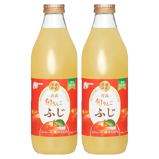 Sunpack 日本青森旬富士蘋果汁 100%青森蘋果鮮榨 無添加 玻璃瓶裝, 1L, 2瓶