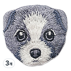 Button King 東大門鈕扣王 熱接著式刺繡小狗邊境牧羊犬臉布貼, 3個, 混合色