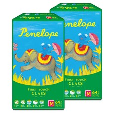 Penelope First Touch Class不易結塊黏貼型尿布, M, 128片