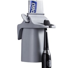 Willow 牙膏擠壓分配器 + 杯子 + 牙刷架 灰色, 1個