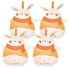 SHUEHO 樹可 小動物珊瑚絨擦手巾 小兔兔, 高克重柔軟細膩, 複合內裏設計, 4條