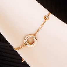 노이드비 여성용 써지컬스틸 러브 빅써클 큐빅 체인팔찌