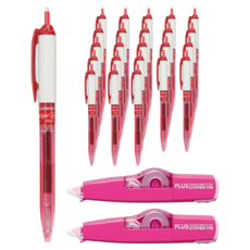 DONG-A Anygel 原子筆 501 0.5 12入 + PLUS 修正帶 WH-635 套組 隨機出貨, 紅色, 2套