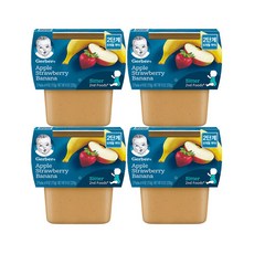거버 2단계 이유식 6개월부터 113g x 2p, 4개, 사과 + 딸기 + 바나나 혼합맛