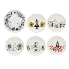 yamaka 山加商店 MOOMIN 陶瓷盤6件組 日本原產 陶瓷材質 餐盤, 6件組(1個大盤 + 5個小盤), 白色, 1組