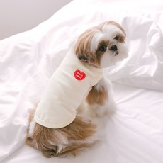 PETSLAND 狗狗日常愛心T恤, 1個, 單色象牙白
