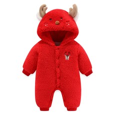 Bebeniz 嬰幼兒動物連帽羊羔絨保暖全開扣連身衣