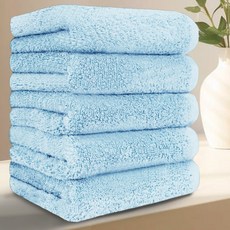Terrique 高級飯店毛巾 200g 40支精梳棉, 5個, 天藍色