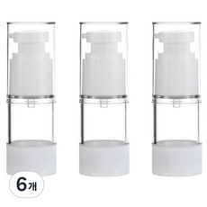 27리빙 진공 여행 휴대용 소분 로션 펌핑용기 30ml, 6개, 화이트 + 투명