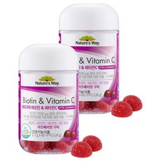 Nature's Way 生物素維他命C軟糖 覆盆莓口味 126g, 60顆, 2罐