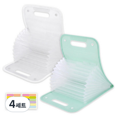 하비소 13칸 아코디언 파일 케이스 A4 2종 세트, 화이트, 그린, 4세트