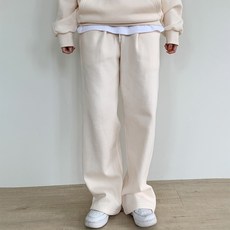Tomatofactory 女性素色刷毛寬版運動鬆緊長褲