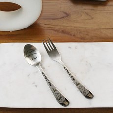 FINE SENSE 孩童文字印花湯匙+叉子, 混色, 1組