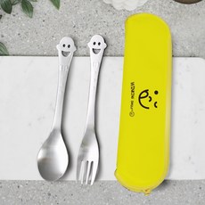 FINE SENSE 孩童餐具組 湯匙+叉子+餐具盒, 混色, 湯匙+叉子+餐具袋, 1組