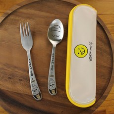 FINE SENSE 孩童文字印花餐具組, 混色, 1組, 湯匙+叉子+餐具盒