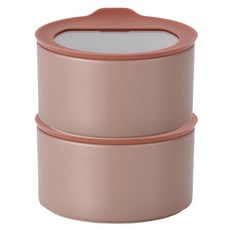 nEOFLam FIKA Neoflam Pika One陶瓷烤箱圓形密封容器 玫瑰粉 1L, 2個, 單品