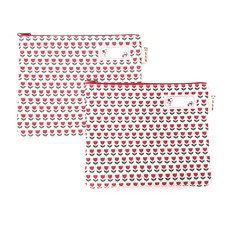 鬱金香圖案防水收納袋 2入, 紅色