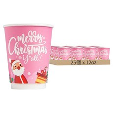 HEC!CO. LTD 12oz冷熱共用中空杯 25個 聖誕款 - 3款混色 食品級紙+單PE, 1組