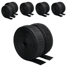 Kumal 黏貼超強力魔鬼氈膠帶 鉤面 20mm x 5m + 毛面 20mm x 5m 套組, 黑色, 6套